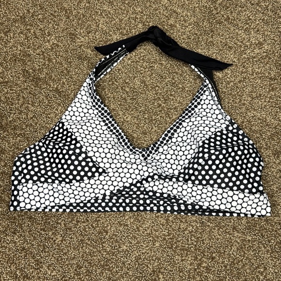 Women's Black and White Polka Dot Halter Style Tummy Control Bikini Size XL - Picture 2 of 6